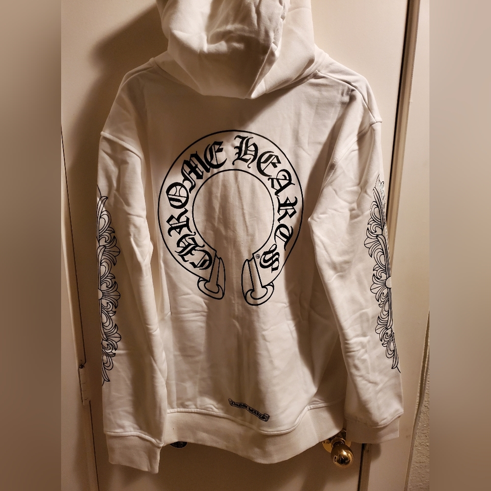 Chrome Hearts Horse Shoe Logo Zip Up Jacket White
